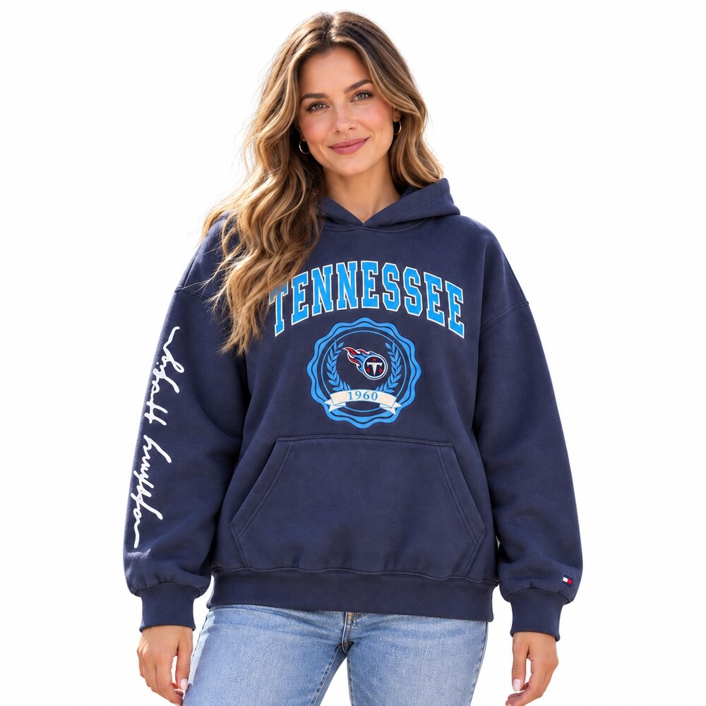 Tommy Hilfiger Women's Tennessee Titans Becca Drop Shoulder Pullover Hoodie Larg
